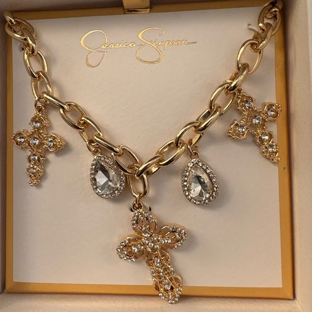NEW Jessica Simpson Gold Charm Necklace